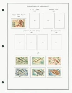 Steiner Stamp Album Pages - 1961 Congo Peoples Fish Stamp Set
