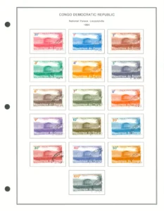 Steiner Stamp Album Page - 1964 Congo Democratic Republic National Palace Leopoldville Stamp Set